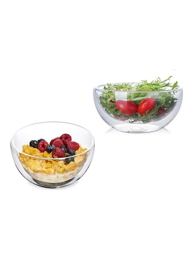 1CHASE Set of 2 - Double Wall Cereal Salad Bowl 500ml - Image 1